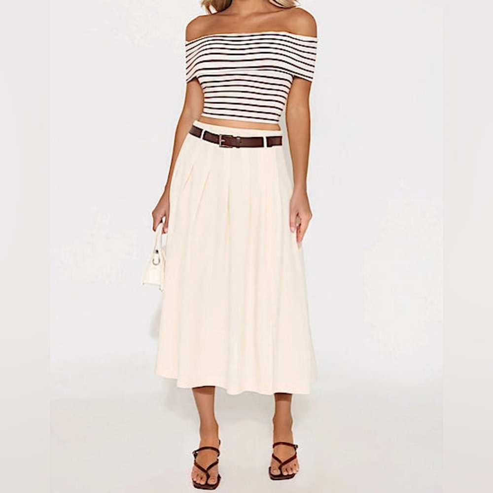 💛⚠️ NWT Pleated Cream Midi Skirt Sz XL & 1X⚠️💛